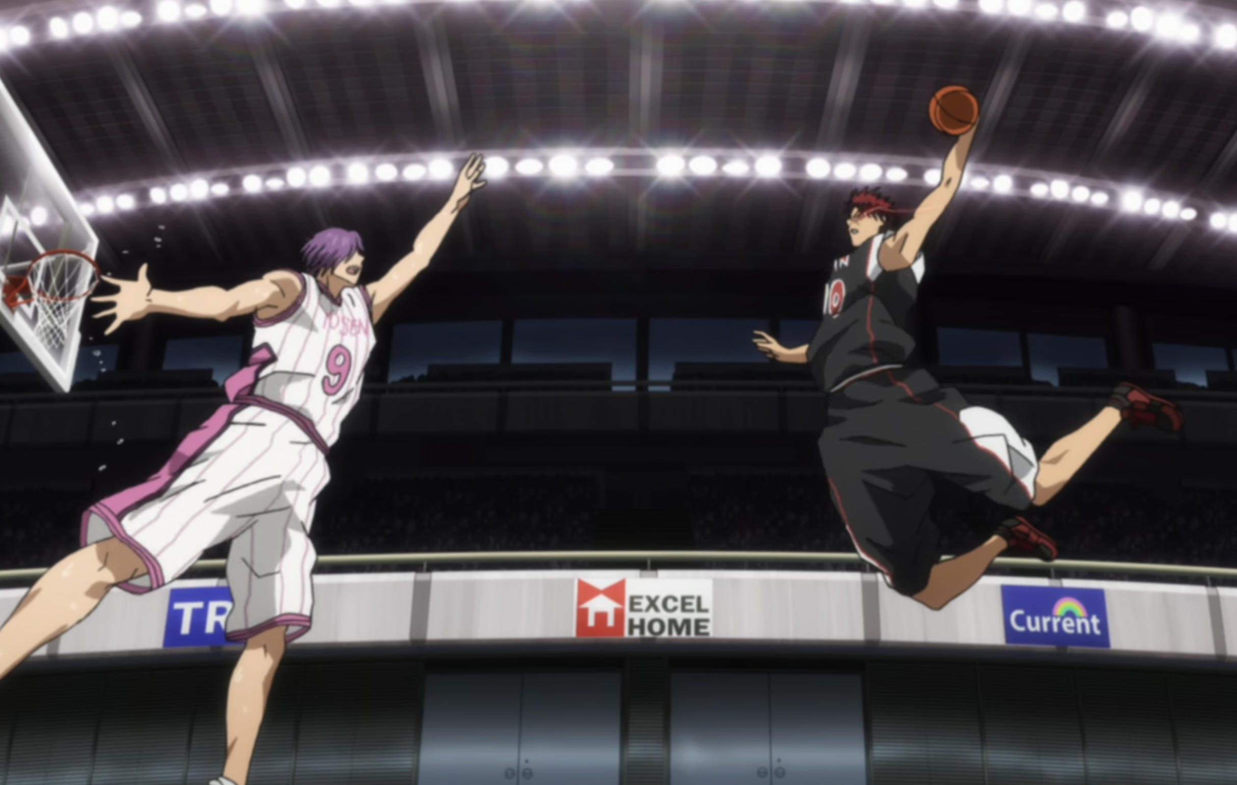 Kagami soaring in mid-air with extraordinary vertical elevation